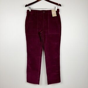Madewell Slim Straight Utility Pants Garment Dye Corduroy Marron Size 28 NWT
